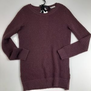 HINGE Burgundy/Metallic Open Back Knit Sweater